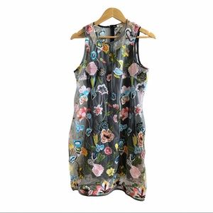 See through dress with embroidered flowers